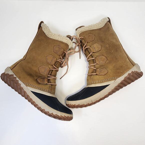 Sorel Out N About Plus Tall Waterproof Boots Camel Brown Leather Women Size 6 - Picture 9 of 10